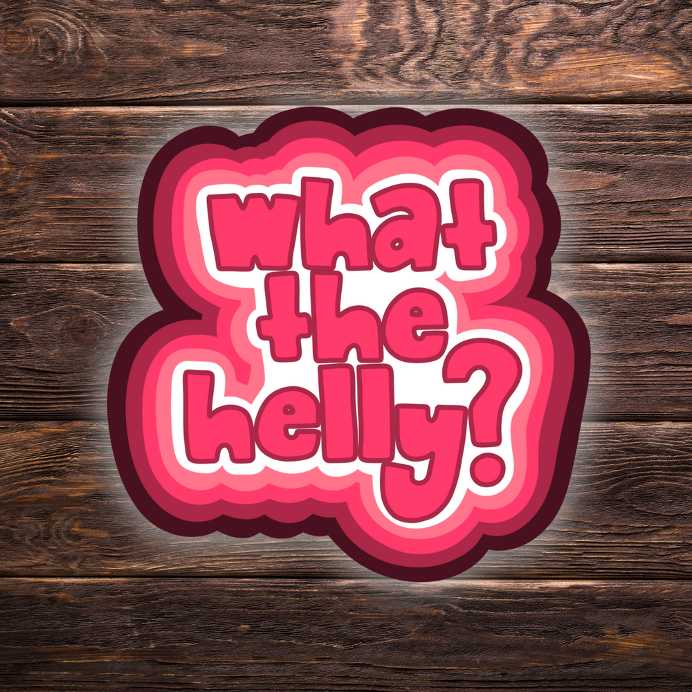 What The Helly Sticker – Retro Pink Version | Vinyl Sticker | Funny Bubble Font Sticker | 2 Sizes Available