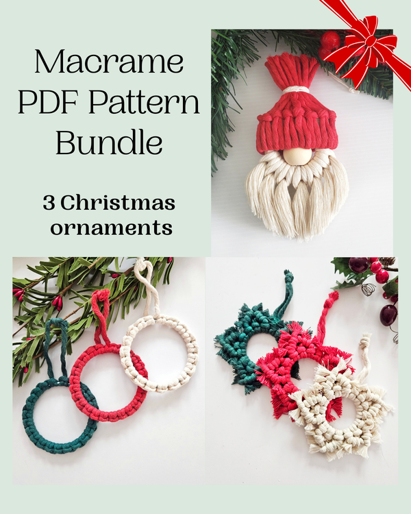 Macrame PDF pattern bundle - Christmas ornaments - Beginner friendly