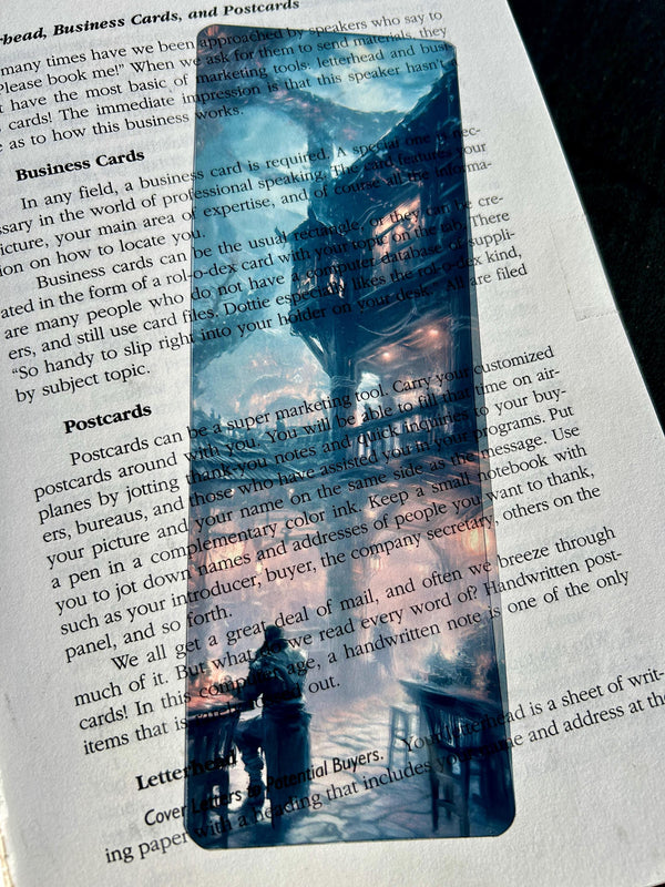 Medieval Tavern Bookmark – Cozy Fantasy Inn with Magical Lighting | Glowing Bioluminescent Art for DnD & Fantasy Book Lovers