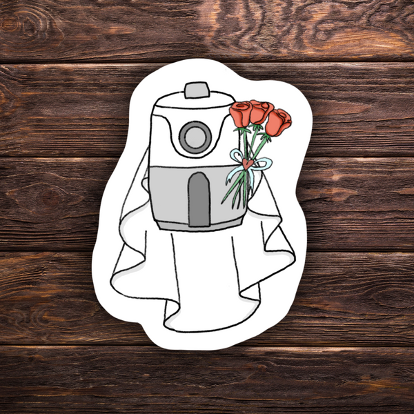 Air Fryer in a Veil Sticker | Hand Drawn | Vinyl Sticker | Water Resistant Sticker | Novelty | Cute