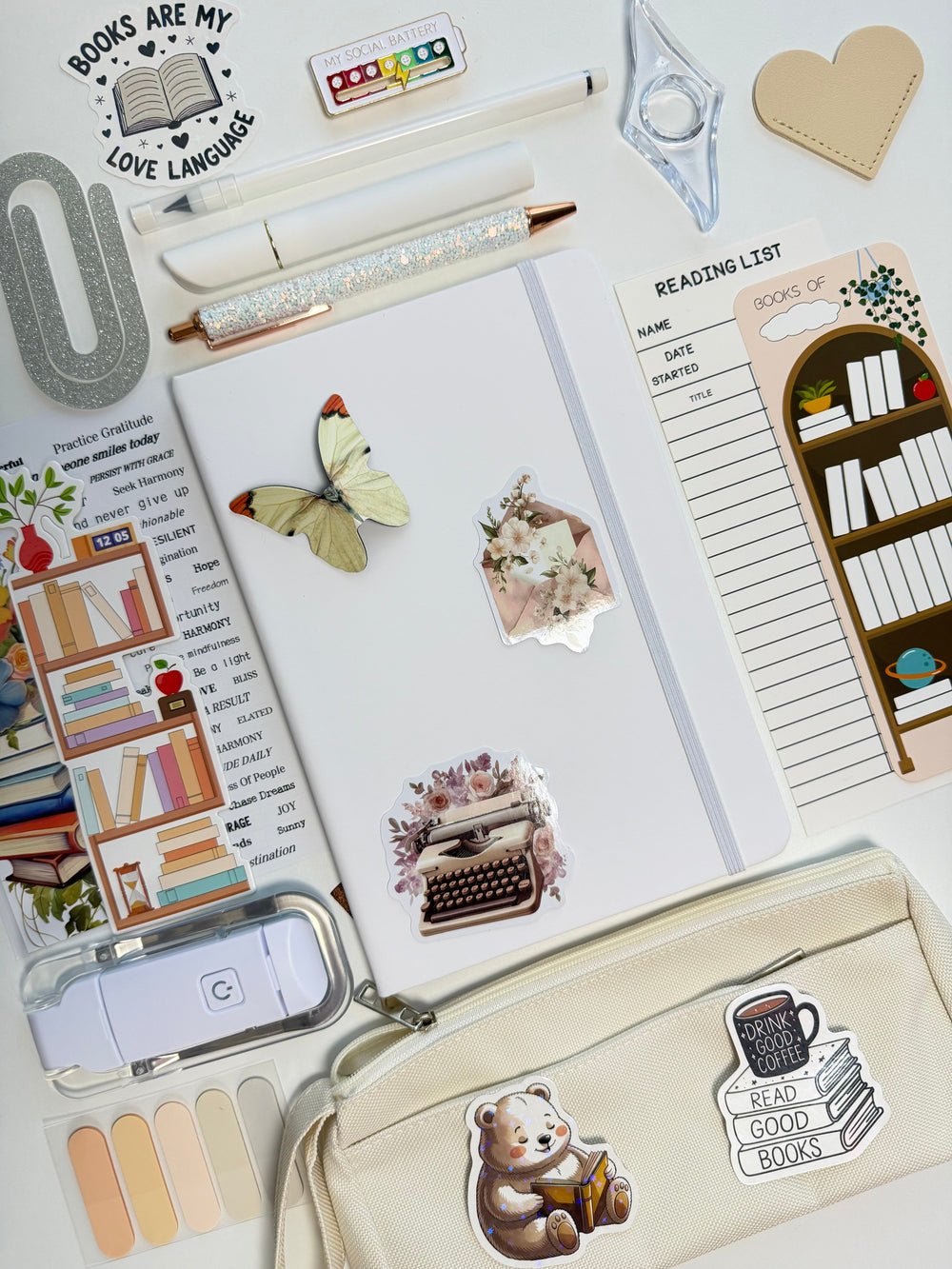 White Bookish Bundle — A5 Notebook
