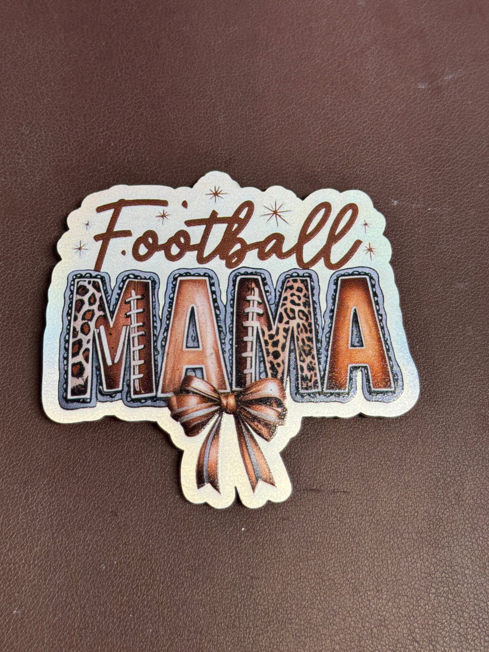 Football Mama Bow UV Printed Hat Patch