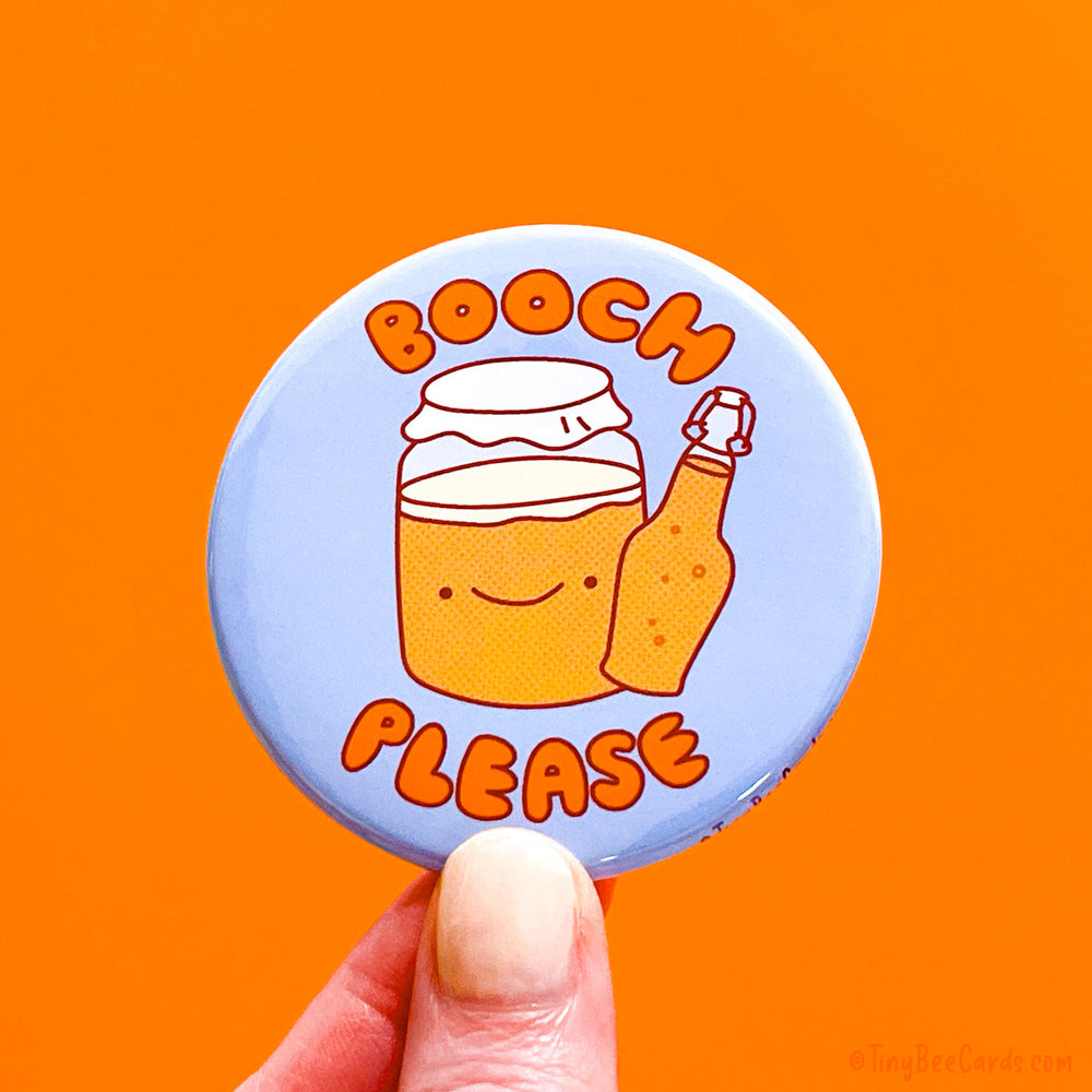 Kombucha Fridge Magnet or Pinback Button "Booch, Please!"