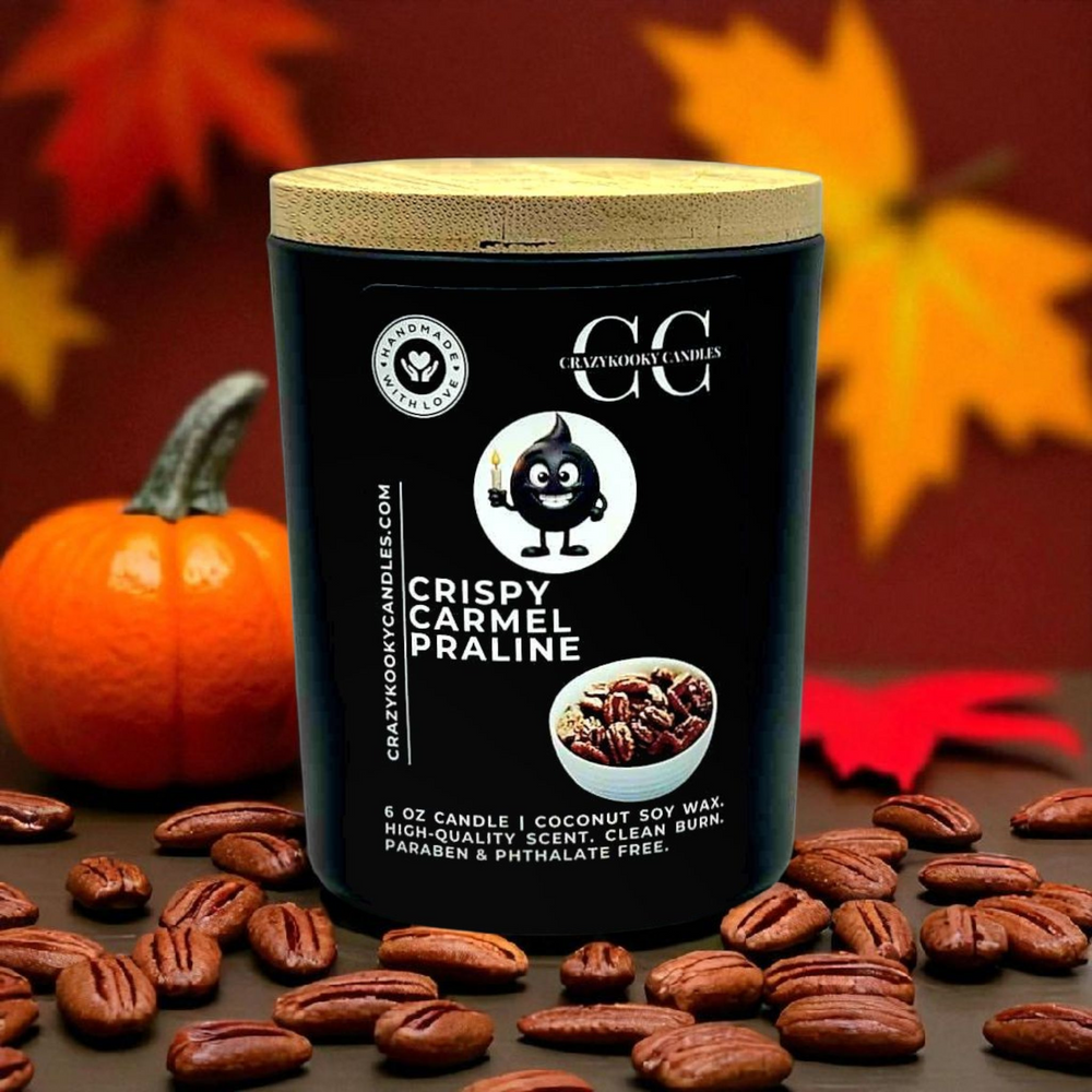 CRISPY CARMEL PRALINE - Funny Candle, Scented Coconut Soy Candle, 6oz