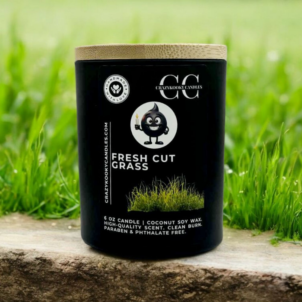 FRESH CUT GRASS - Funny Candle, Scented Coconut Soy Candle, 6oz