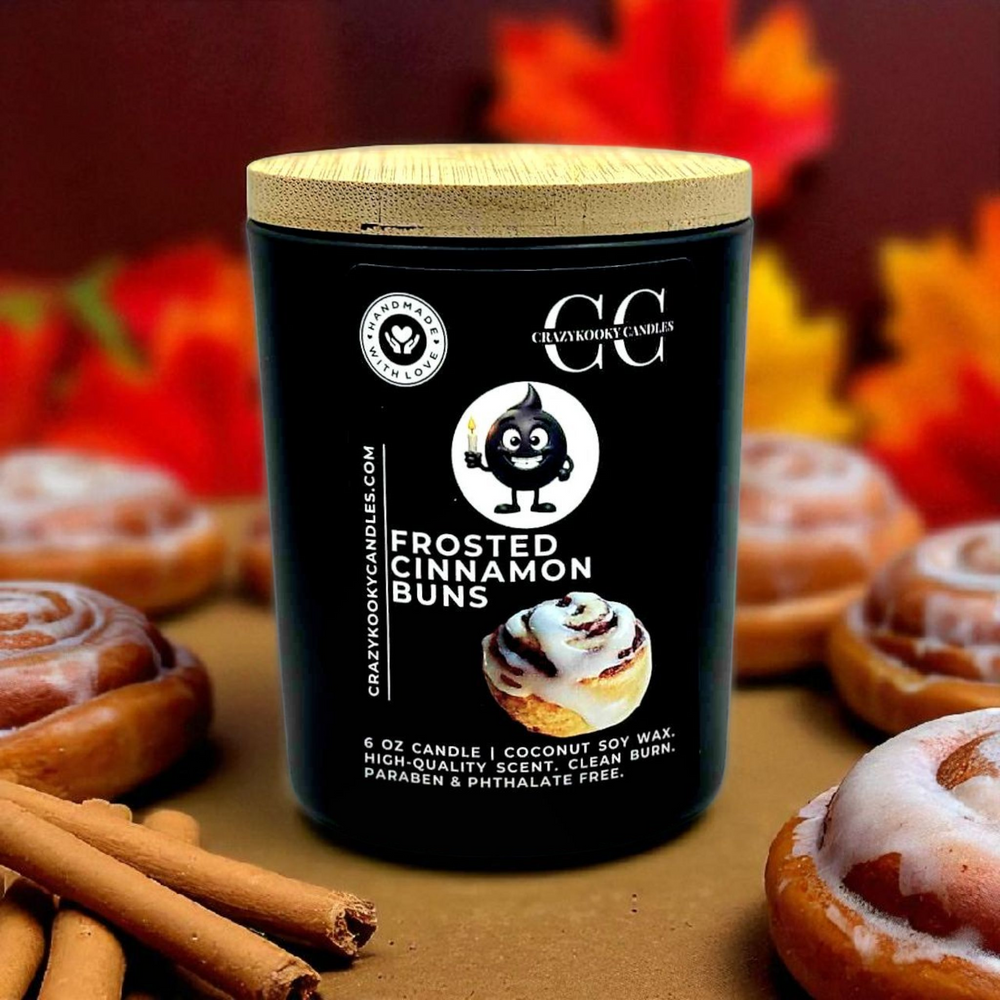 FROSTED CINNAMON BUNS - Funny Candle, Scented Coconut Soy Candle, 6oz