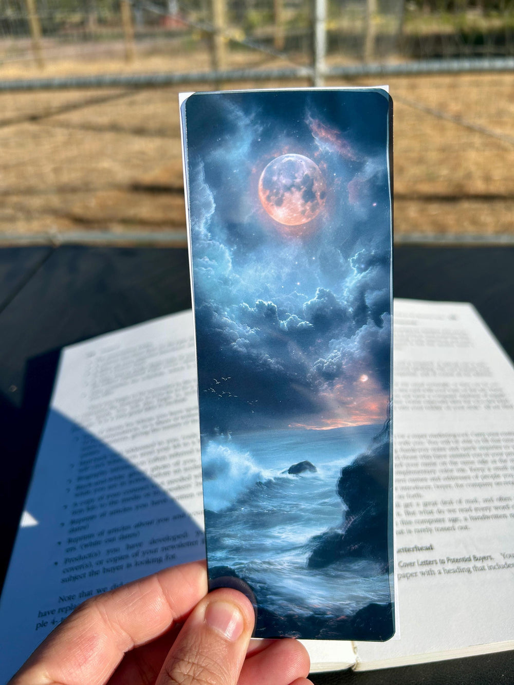 Moon Ocean Bookmark β Crashing Waves & Dreamy Night Sky | Fantasy Ocean
