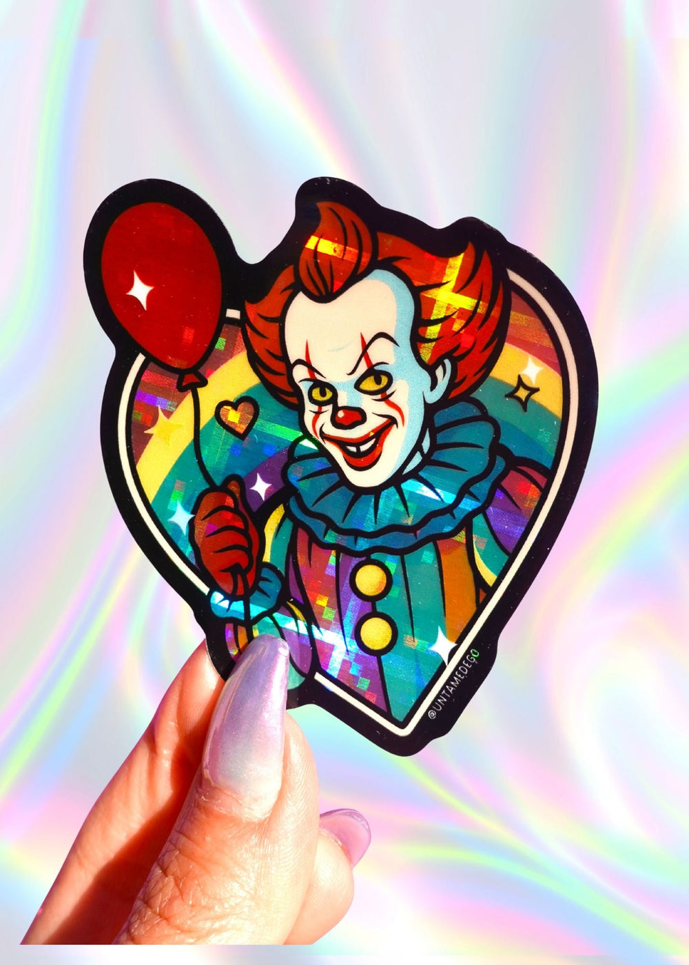 Killer Clown Rainbow Heart Vinyl Sticker