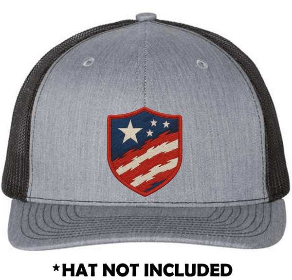 Embroidered American Flag Shield UV Printed Hat Patch