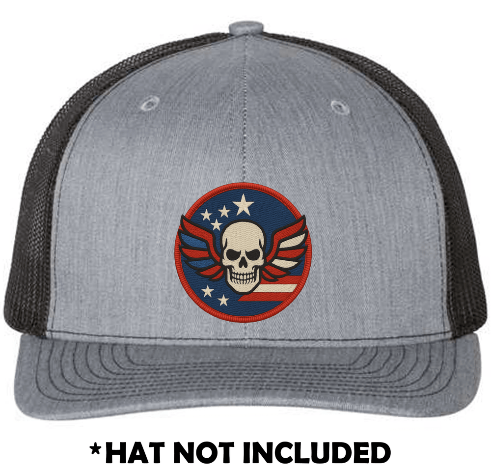 Embroidered Skull USA UV Printed Hat Patch