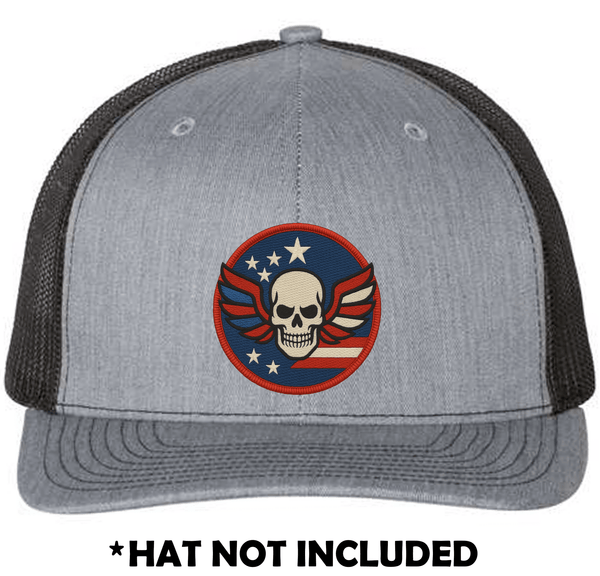 Embroidered Skull USA UV Printed Hat Patch