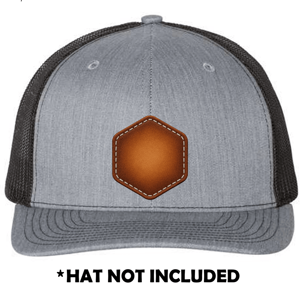 Hexagon Airbrushed Leather UV Printed Hat Patch