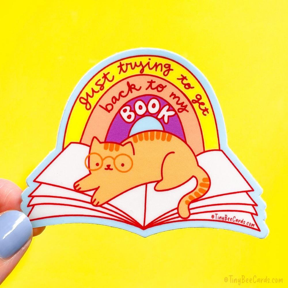 Reading Cat "Just Trying to Get Back to My Book" Vinyl Sticker