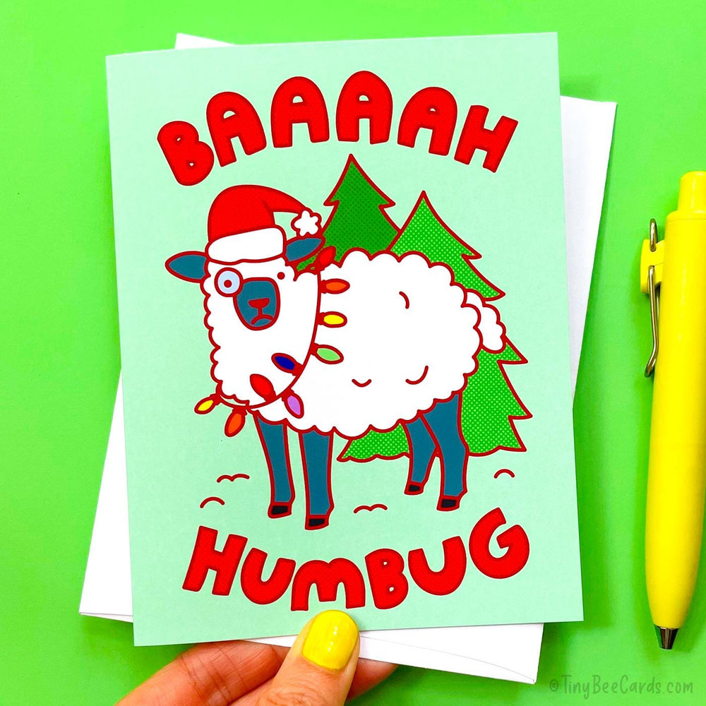 Scrooge Sheep Christmas Card Bah Humbug
