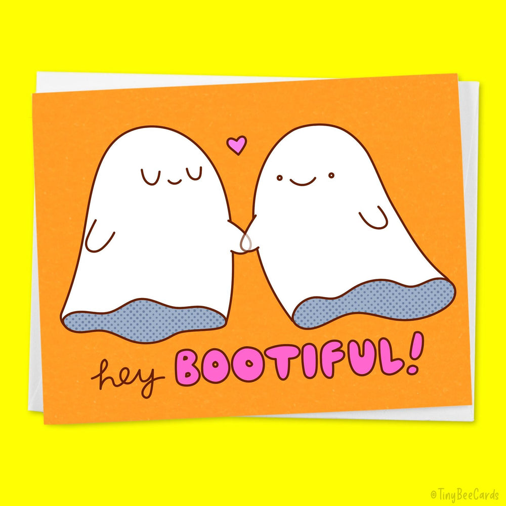 Ghost Halloween or Valentine Love Card "Hey Boo-tiful"