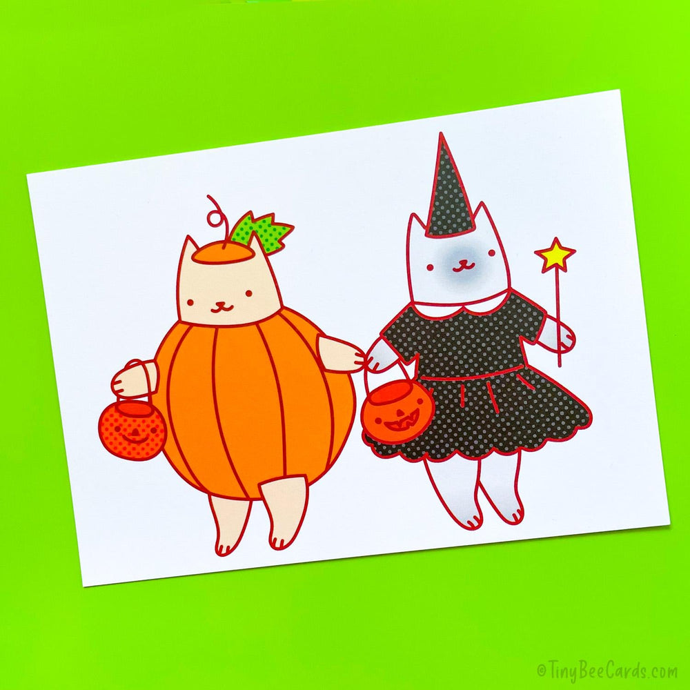 Halloween Trick-or-Treat Cats Art Print