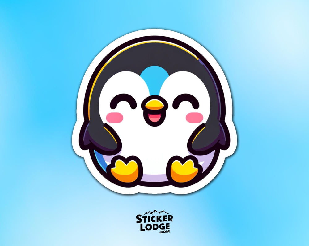 Cheerful Kawaii Penguin Vinyl Sticker