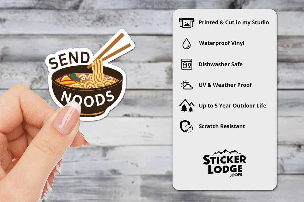 Send Noods Funny Ramen Vinyl Sticker