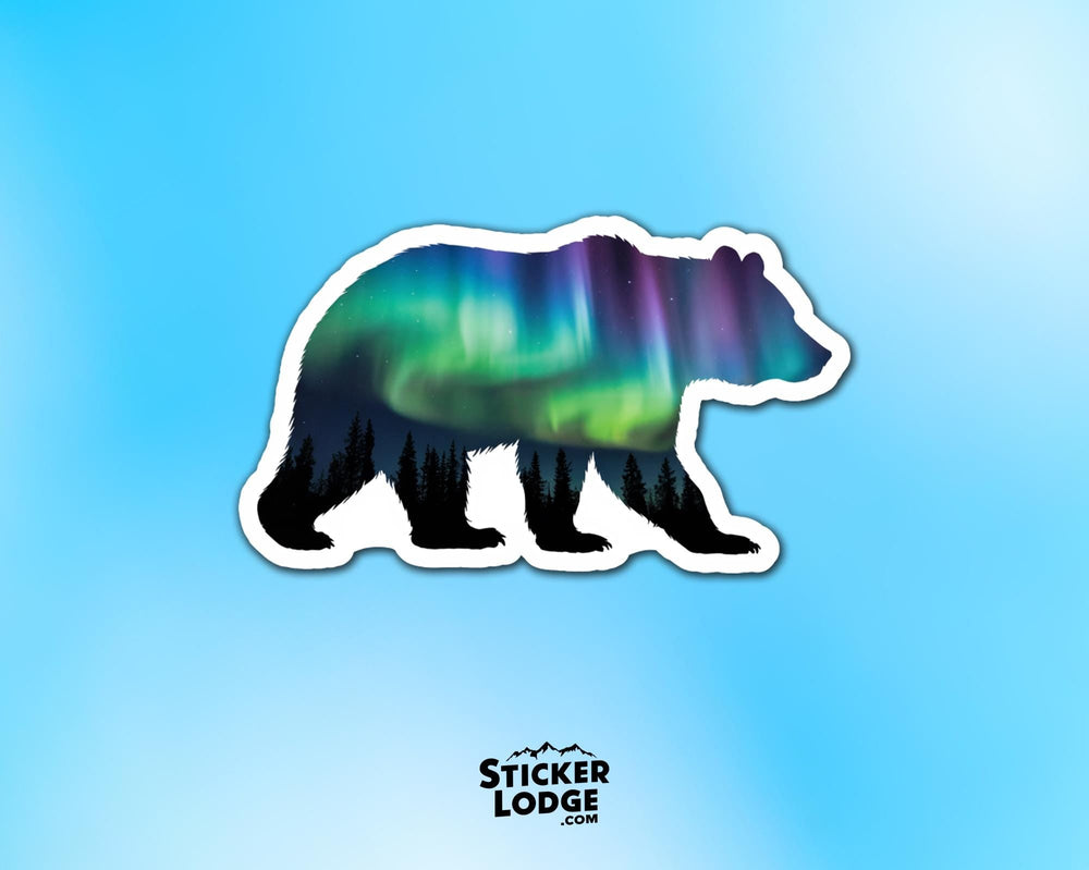 Northern Lights Bear Vinyl Sticker