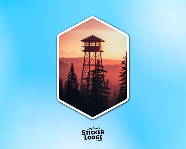 Firewatch Tower Sunset Vinyl Sticker