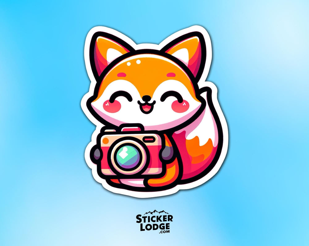 Fox Photographer Kawaii Vinyl Sticker
