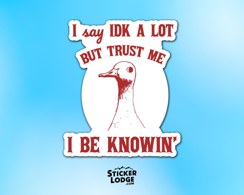 I Say IDK A Lot But Trust Me I Be Knowing Vinyl Sticker