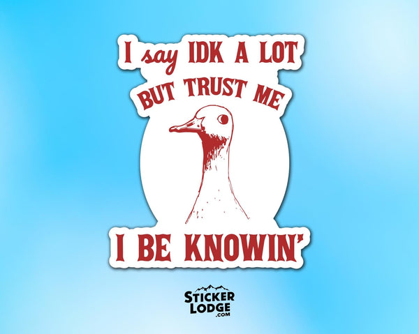 I Say IDK A Lot But Trust Me I Be Knowing Vinyl Sticker