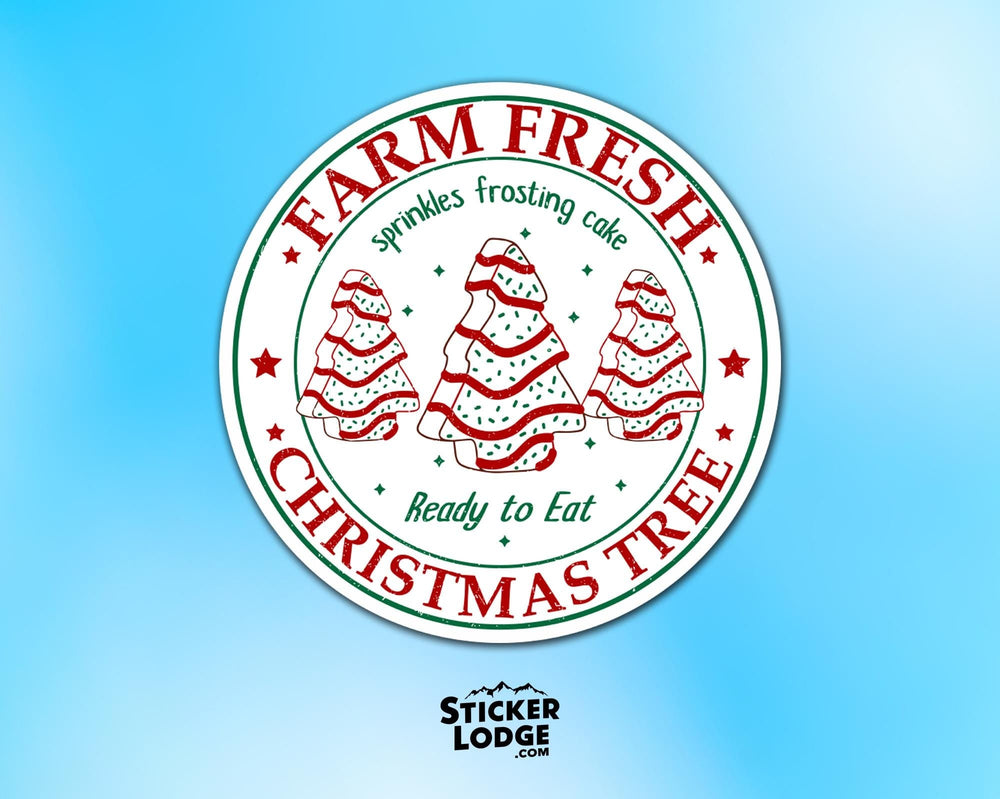 Farm Fresh Christmas Tree Cake Vinyl Sticker