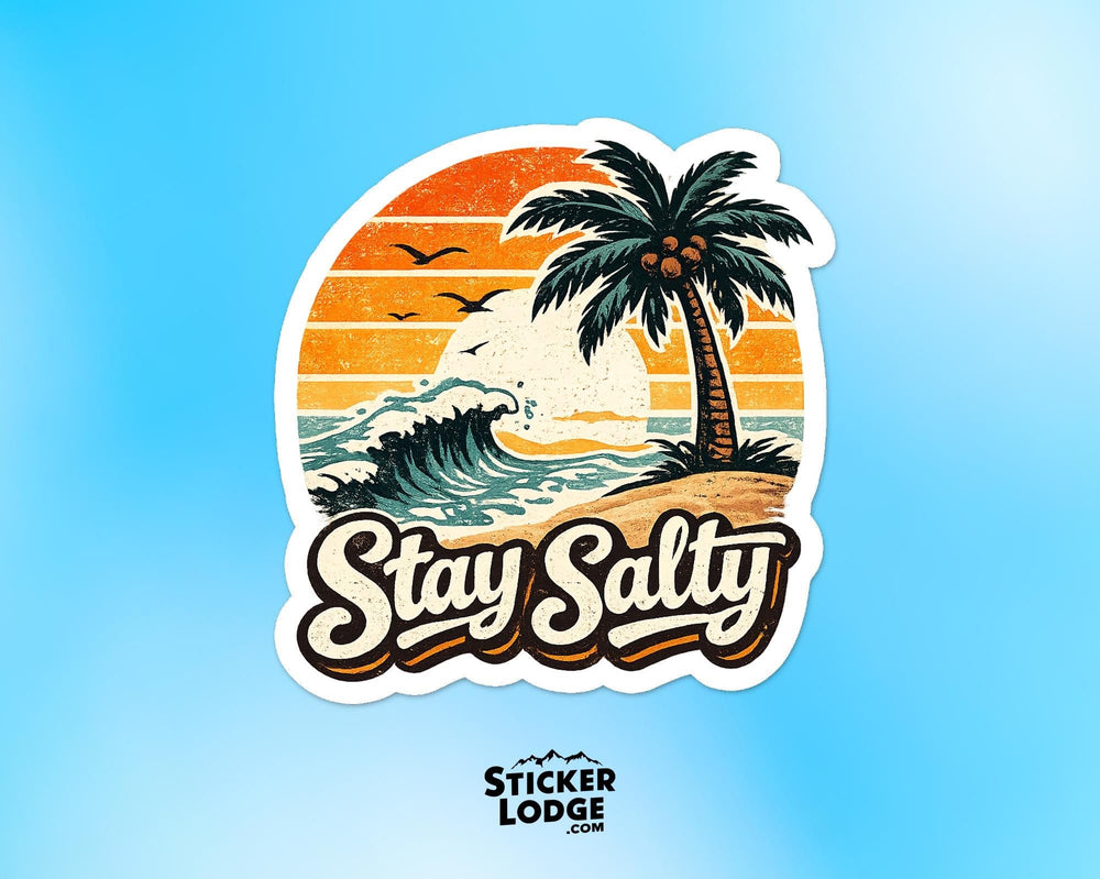 Stay Salty Retro Vintage Summer Beach Vinyl Sticker