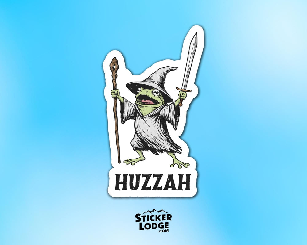 Huzzah Frog Wizard Vinyl Sticker