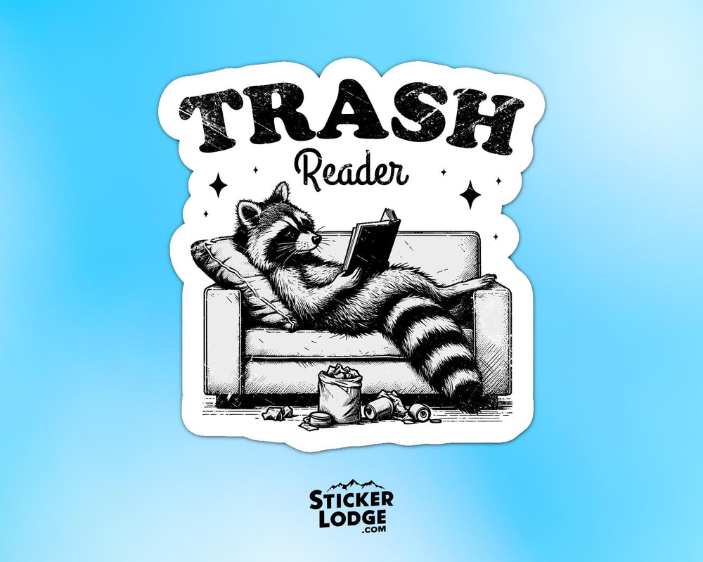 Trash Reader Raccoon Vinyl Sticker