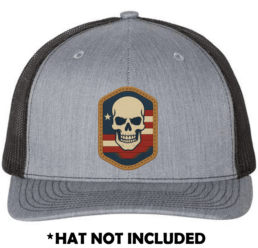 Leather Skull USA UV Printed Hat Patch