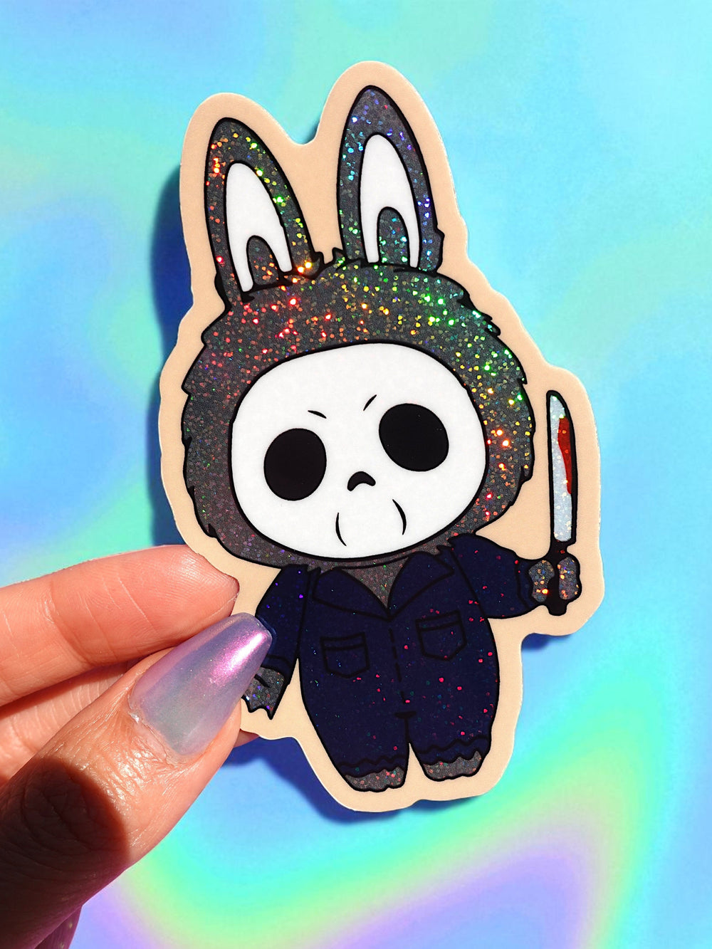 Michael Bunny Sticker β Cute Horror Glitter Monster Vinyl Sticker