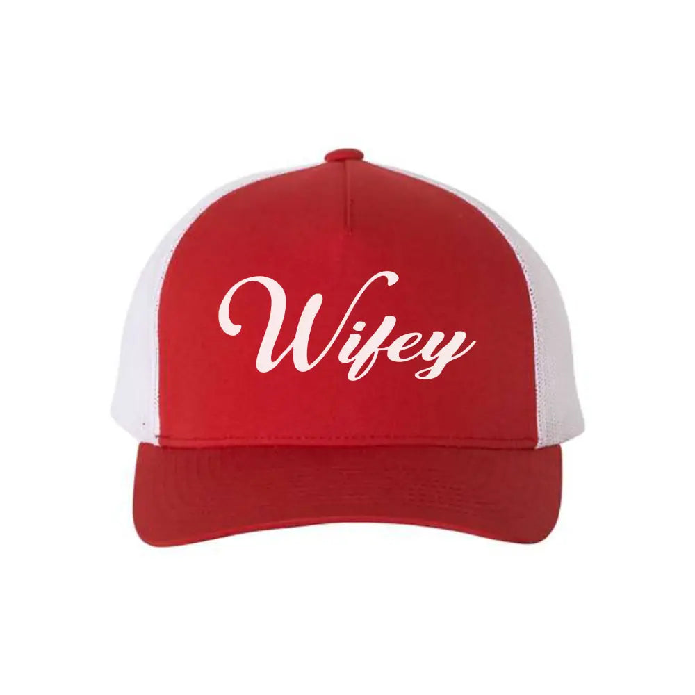 Embroidered Wifey Trucker Hat โ Classic Mesh Cap for Wedding or Anniversary