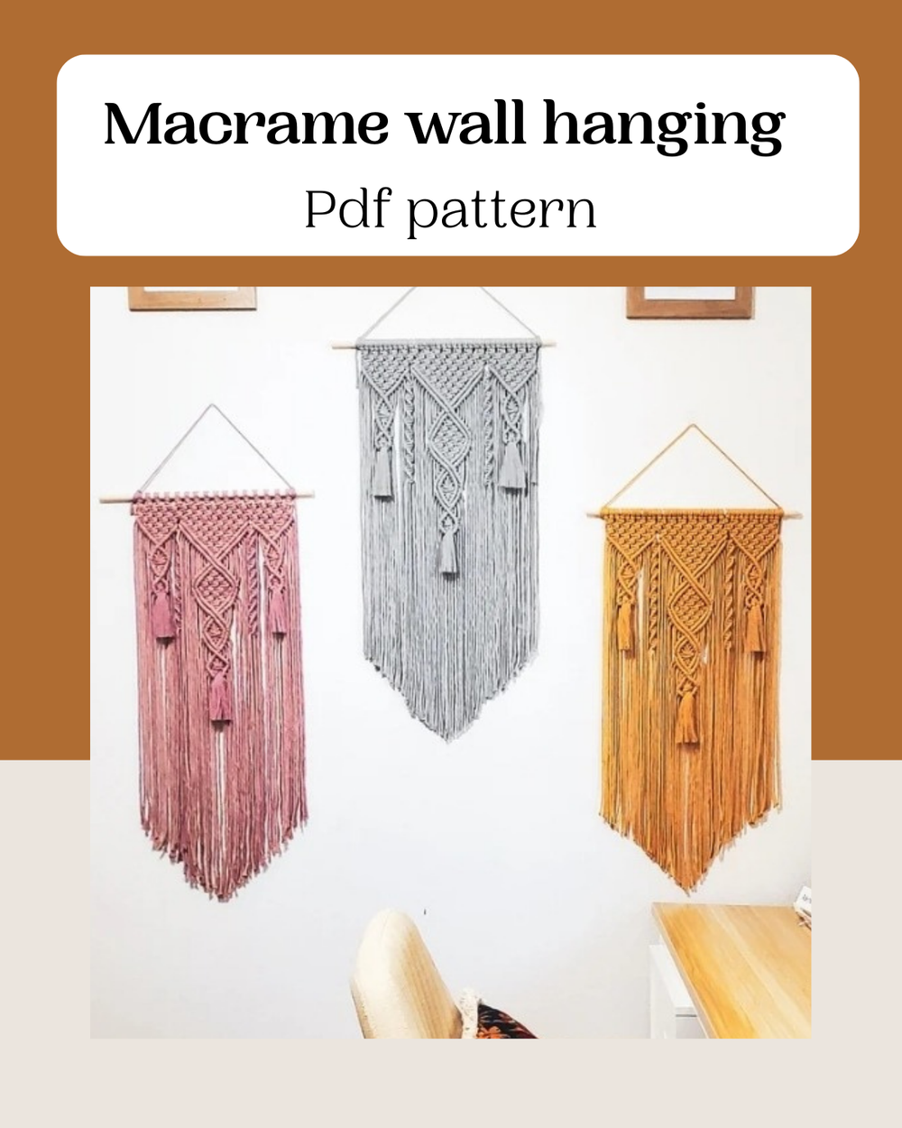 Macrame wall hanging pattern 'Stella'. Digital download.
