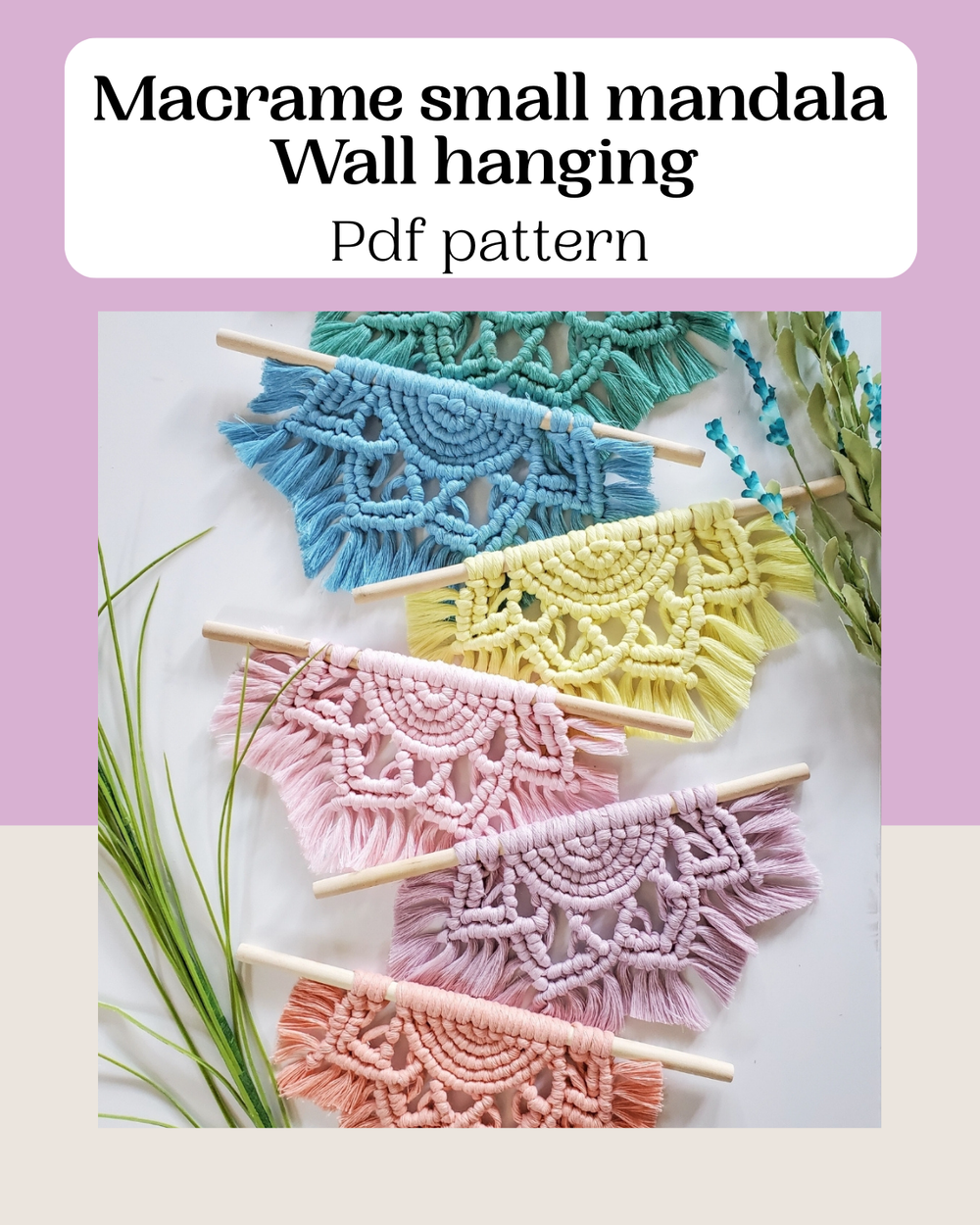 Macrame 12 inch half mandala PDF PATTERN digital download.
