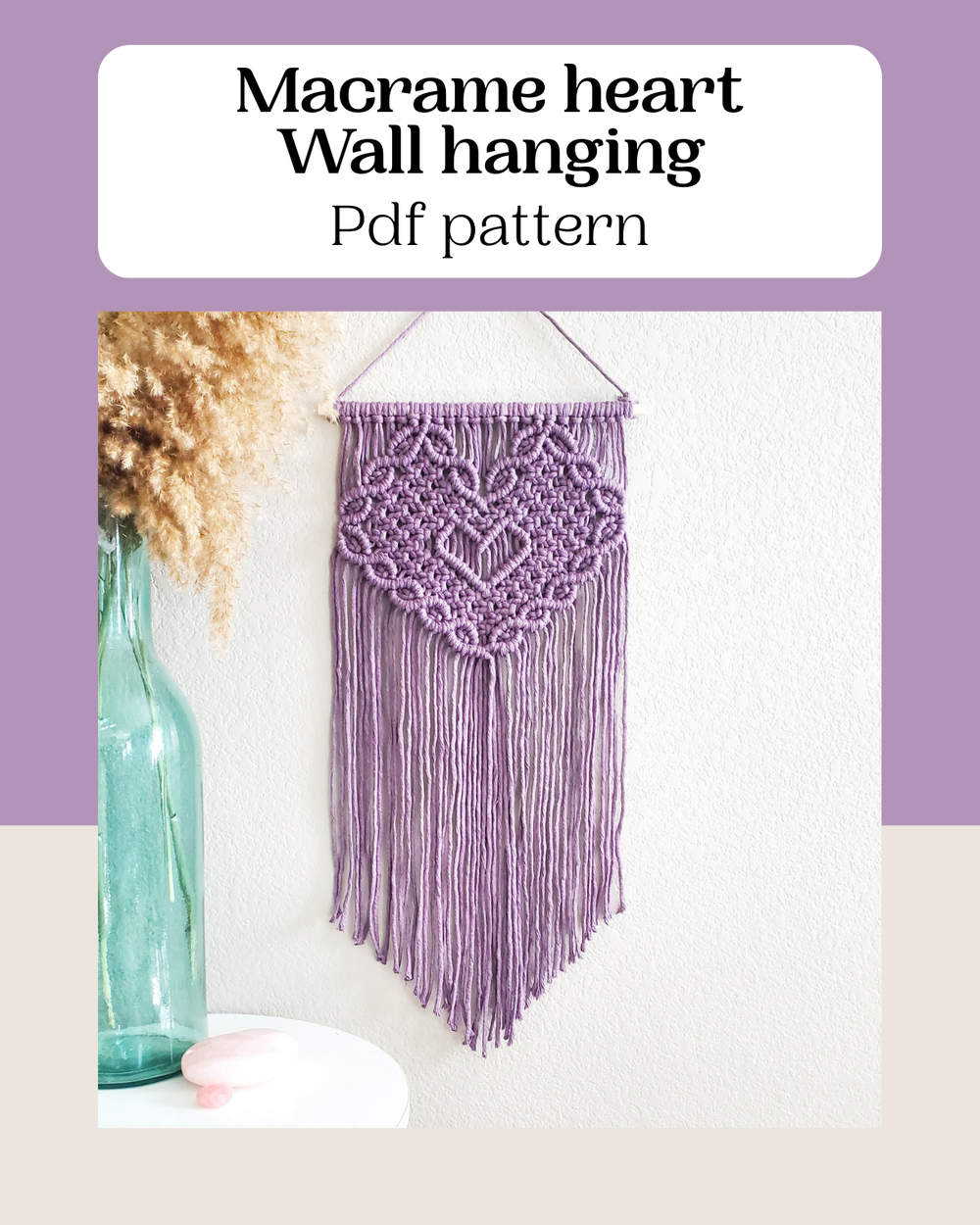 Macrame wall hanging pdf pattern "sweetheart"