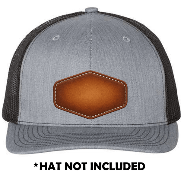 Wide Hexagon Airbrushed Leather UV Printed Hat Patch
