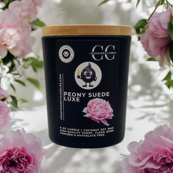 PEONY SUEDE LUXE - Funny Candle, Scented Coconut Soy Candle, 6oz