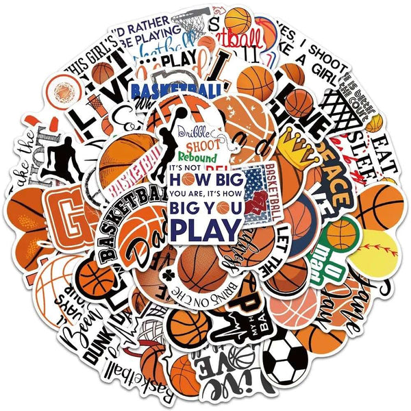 50pcs Waterproof Basketball Stickers - Vinyl Decals for Laptops, Water Bottles, Skateboards