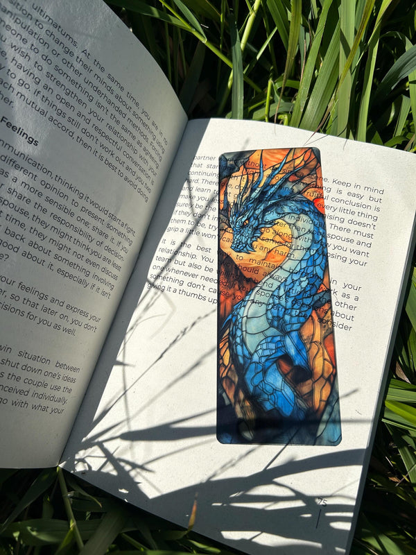 Blue Eragon Bookmark - Handcrafted Inheritance Cycle Inspired Bookmark, Fantasy Dragon Design