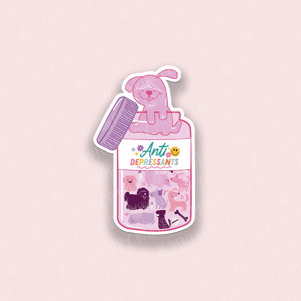 Anti-Depressant Dogs Vinyl Sticker