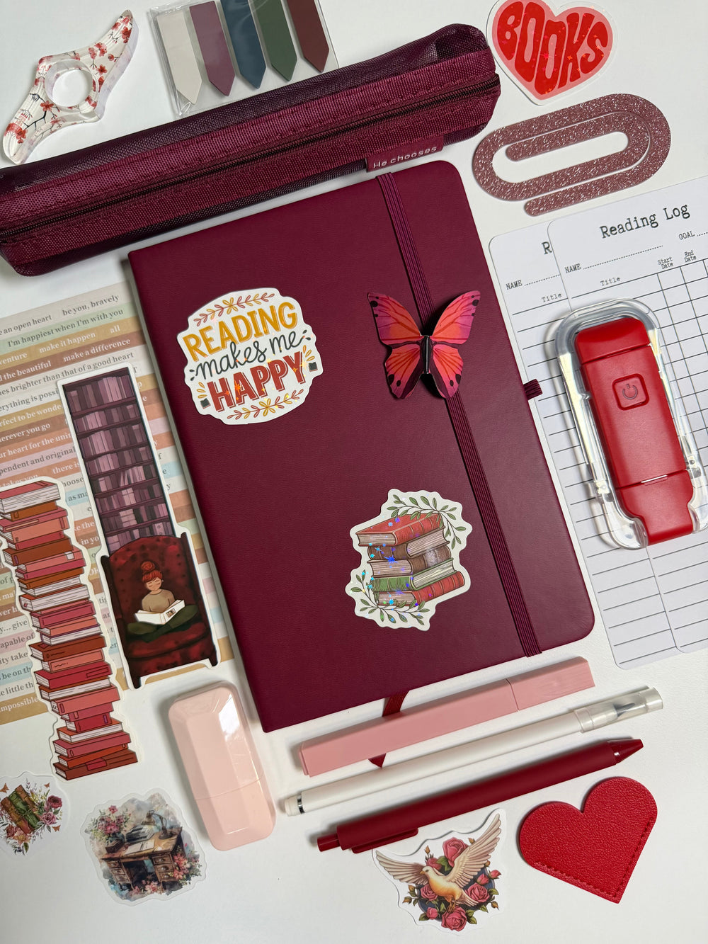 Burgundy Bookish Bundle — A5 Notebook