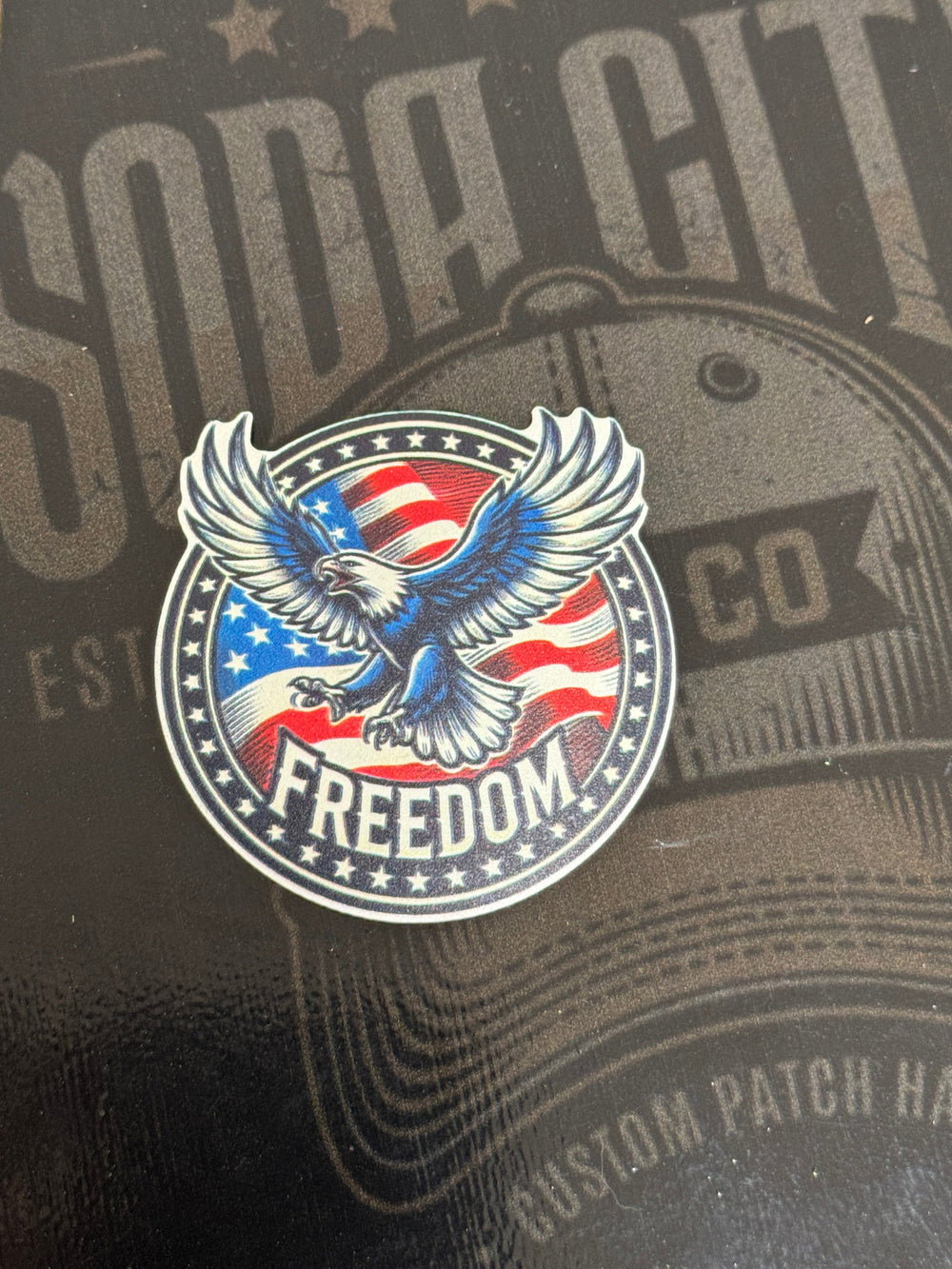 Circle Soaring Eagle Freedom UV Printed Hat Patch