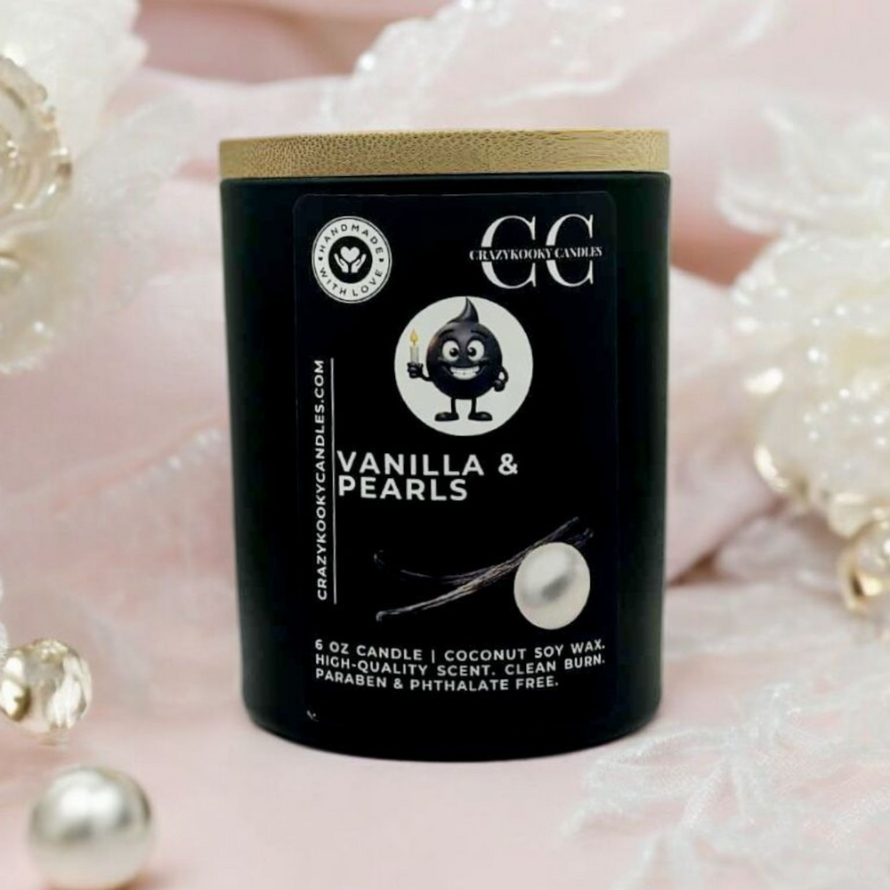 VANILLA & PEARLS - Funny Candle, Scented Coconut Soy Candle, 6oz