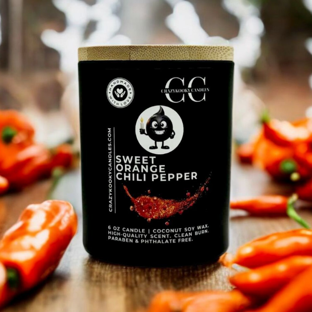 SWEET ORANGE CHILI PEPPER - Funny Candle, Scented Coconut Soy Candle, 6oz
