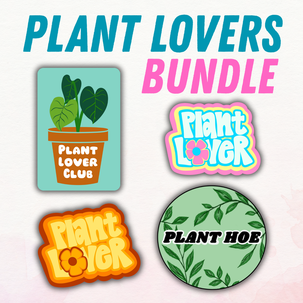 Plant Lovers Sticker Bundle | Set of 4 Vinyl Stickers | Houseplant Sticker Pack | Aesthetic Plant Stickers