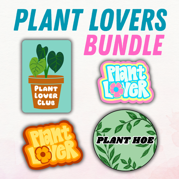 Plant Lovers Sticker Bundle | Set of 4 Vinyl Stickers | Houseplant Sticker Pack | Aesthetic Plant Stickers
