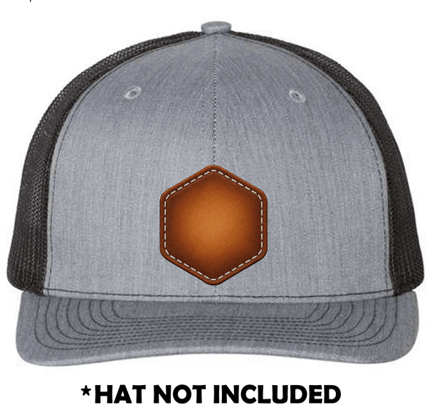Hexagon Airbrushed Leather UV Printed Hat Patch