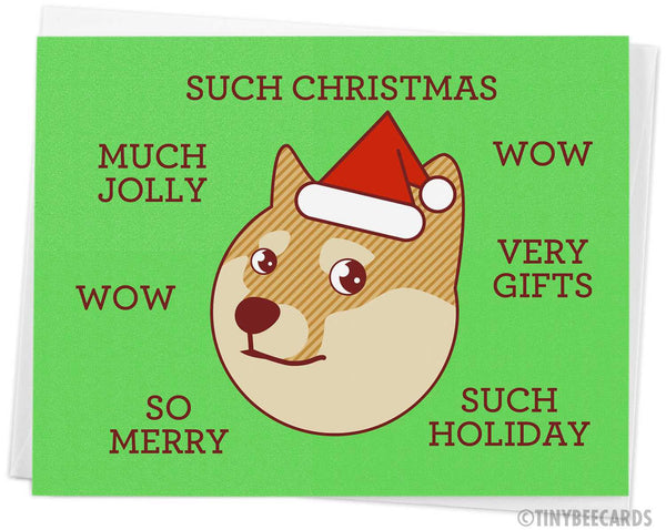 Funny Doge Meme Christmas Card "Such Christmas"